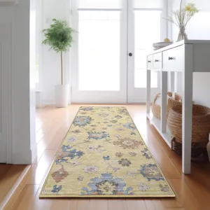 Luxury Washable Hatay Gold 2\'3\" x 7\'6\" Runner Rug