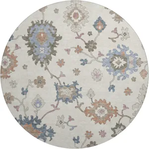 Luxury Washable Hatay Ivory 8\' x 8\' Round Rug