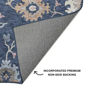 Luxury Washable Hatay Navy 1\'8\" x 2\'6\" Rug