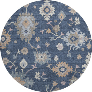 Luxury Washable Hatay Navy 8' x 8' Round Rug