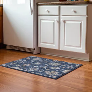 Luxury Washable Hatay Navy 1\'8\" x 2\'6\" Rug