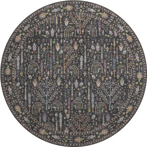 Luxury Washable Hatay Black 8' x 8' Round Rug