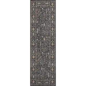 Luxury Washable Hatay Black 2\'3\" x 7\'6\" Runner Rug