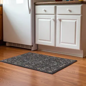 Luxury Washable Hatay Black 1\'8\" x 2\'6\" Rug