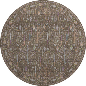 Luxury Washable Hatay Brown 8' x 8' Round Rug