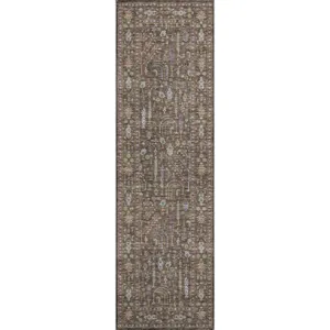 Luxury Washable Hatay Brown 2\'3\" x 7\'6\" Runner Rug
