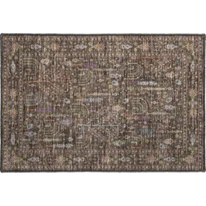 Luxury Washable Hatay Brown 1\'8\" x 2\'6\" Rug