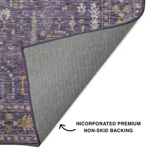 Luxury Washable Hatay Eggplant 2\'3\" x 7\'6\" Runner Rug