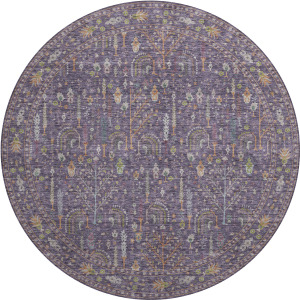 Luxury Washable Hatay Eggplant 8' x 8' Round Rug