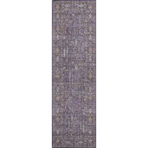 Luxury Washable Hatay Eggplant 2\'3\" x 7\'6\" Runner Rug