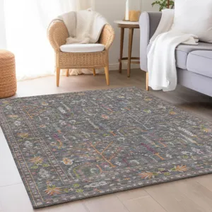 Luxury Washable Hatay Gray 2\'6\" x 3\'10\" Rug
