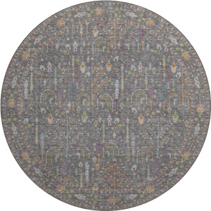 Luxury Washable Hatay Gray 8' x 8' Round Rug