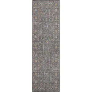 Luxury Washable Hatay Gray 2\'3\" x 7\'6\" Runner Rug