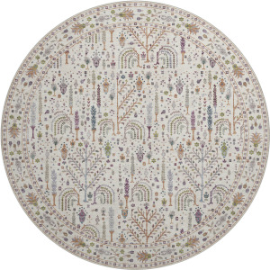 Luxury Washable Hatay Ivory 8' x 8' Round Rug