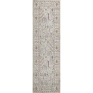 Luxury Washable Hatay Ivory 2\'3\" x 7\'6\" Runner Rug