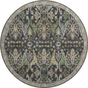 Luxury Washable Hatay Black 8' x 8' Round Rug