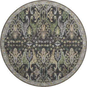 Luxury Washable Hatay Black 8\' x 8\' Round Rug