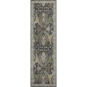 Luxury Washable Hatay Black 2\'3\" x 7\'6\" Runner Rug