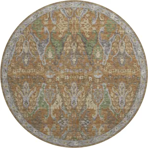 Luxury Washable Hatay Copper 8\' x 8\' Round Rug
