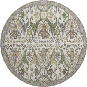Luxury Washable Hatay Ivory 8' x 8' Round Rug