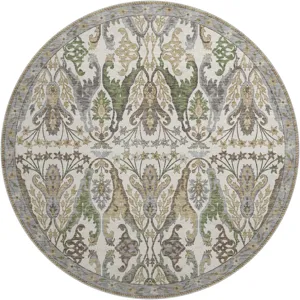 Luxury Washable Hatay Ivory 8\' x 8\' Round Rug