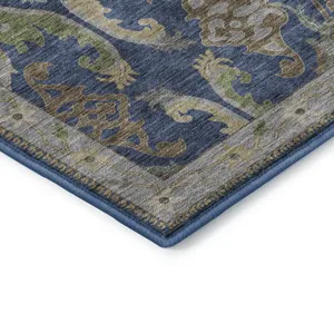 Luxury Washable Hatay Navy 2\'3\" x 7\'6\" Runner Rug