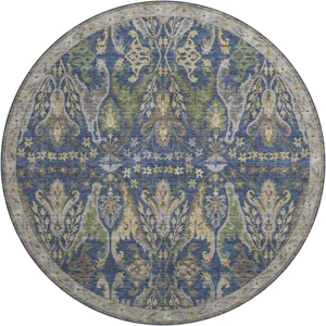 Luxury Washable Hatay Navy 8\' x 8\' Round Rug