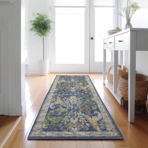 Luxury Washable Hatay Navy 2\'3\" x 7\'6\" Runner Rug