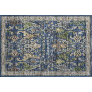 Luxury Washable Hatay Navy 1\'8\" x 2\'6\" Rug