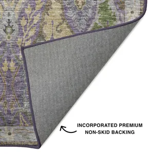 Luxury Washable Hatay Purple 8\' x 8\' Round Rug