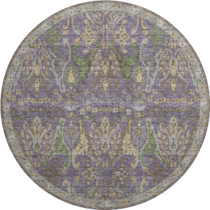 Luxury Washable Hatay Purple 8' x 8' Round Rug