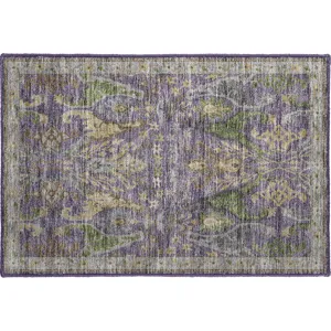 Luxury Washable Hatay Purple 1\'8\" x 2\'6\" Rug