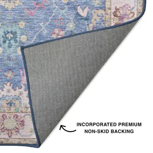 Luxury Washable Hatay Blue 3\' x 5\' Rug