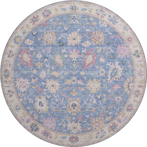 Luxury Washable Hatay Blue 8' x 8' Round Rug