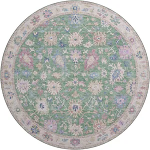 Luxury Washable Hatay Lime 8\' x 8\' Round Rug