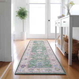 Luxury Washable Hatay Lime 2\'3\" x 7\'6\" Runner Rug