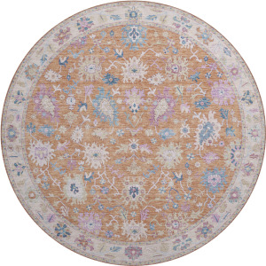 Luxury Washable Hatay Orange 8' x 8' Round Rug