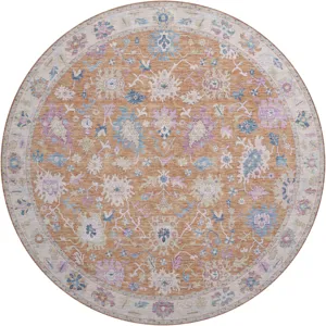 Luxury Washable Hatay Orange 8\' x 8\' Round Rug