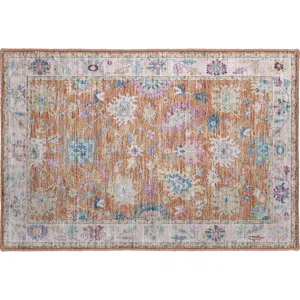 Luxury Washable Hatay Orange 1\'8\" x 2\'6\" Rug