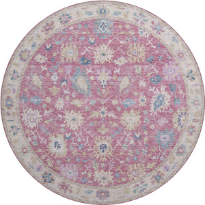 Luxury Washable Hatay Pink 8' x 8' Round Rug