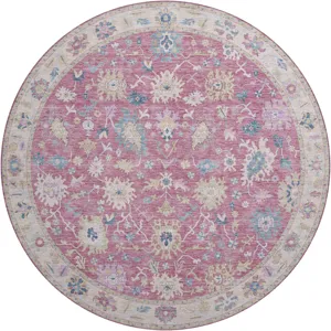 Luxury Washable Hatay Pink 8\' x 8\' Round Rug