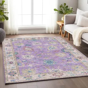 Luxury Washable Hatay Purple 9\' x 12\' Rug