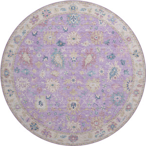 Luxury Washable Hatay Purple 8' x 8' Round Rug