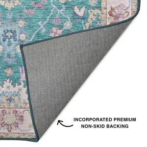 Luxury Washable Hatay Teal 3\' x 5\' Rug