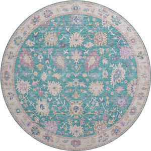 Luxury Washable Hatay Teal 8' x 8' Round Rug