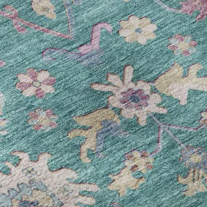 Luxury Washable Hatay Teal 3\' x 5\' Rug