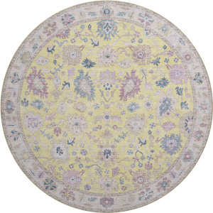 Luxury Washable Hatay Yellow 8' x 8' Round Rug