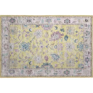 Luxury Washable Hatay Yellow 1\'8\" x 2\'6\" Rug