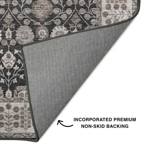 Luxury Washable Hatay Black 9\' x 12\' Rug