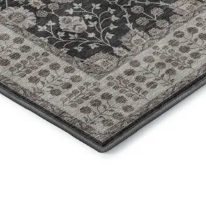 Luxury Washable Hatay Black 9\' x 12\' Rug